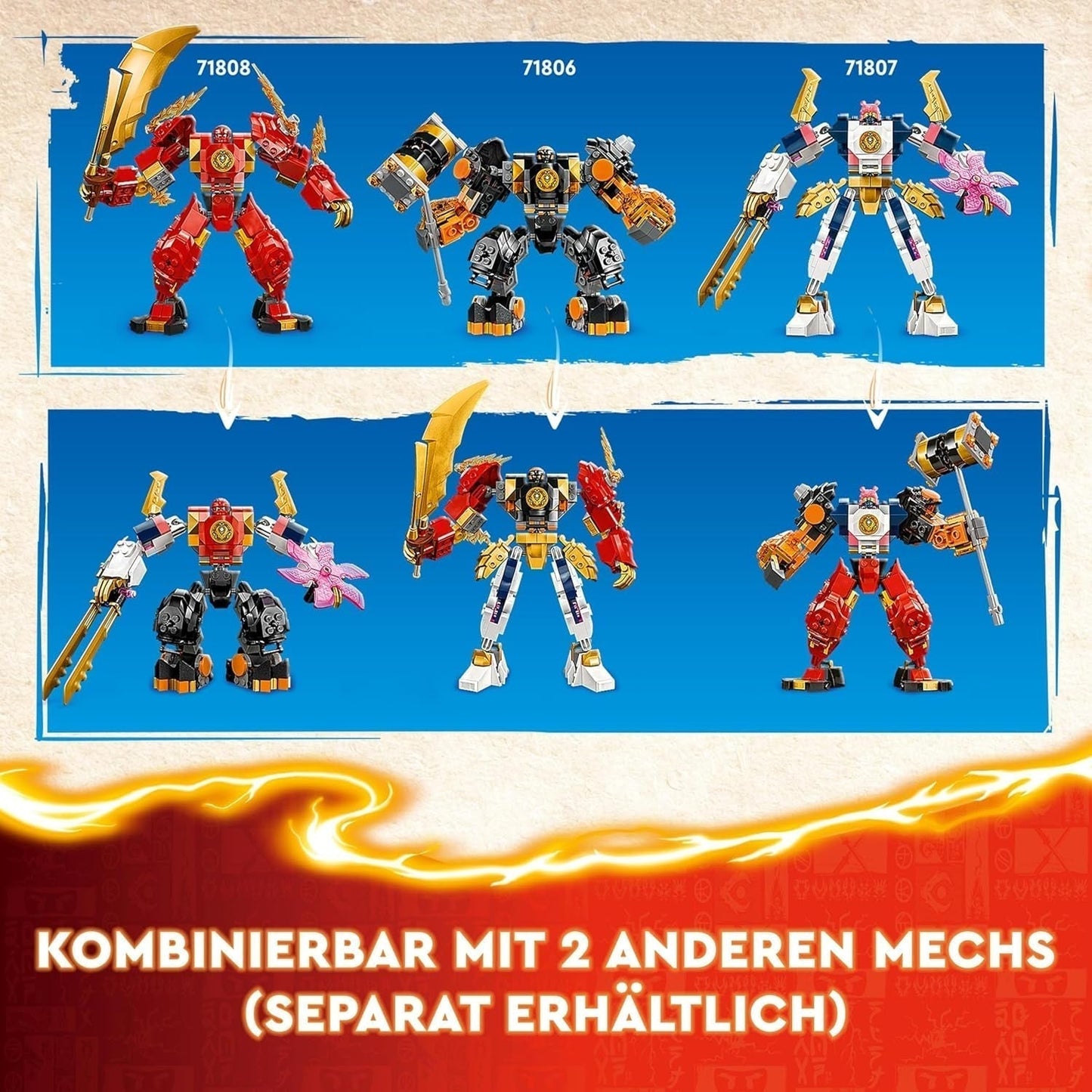 LEGO NINJAGO Figura de acción del robot de fuego de Kai, juguete para niños con figura de robot rojo personalizable, juego de ninja, 4 figuras, incluidos Kai y Zane, regalo para niños y niñas de 7 años 71808 Juegos de construcción Beuche den LEGO-Store