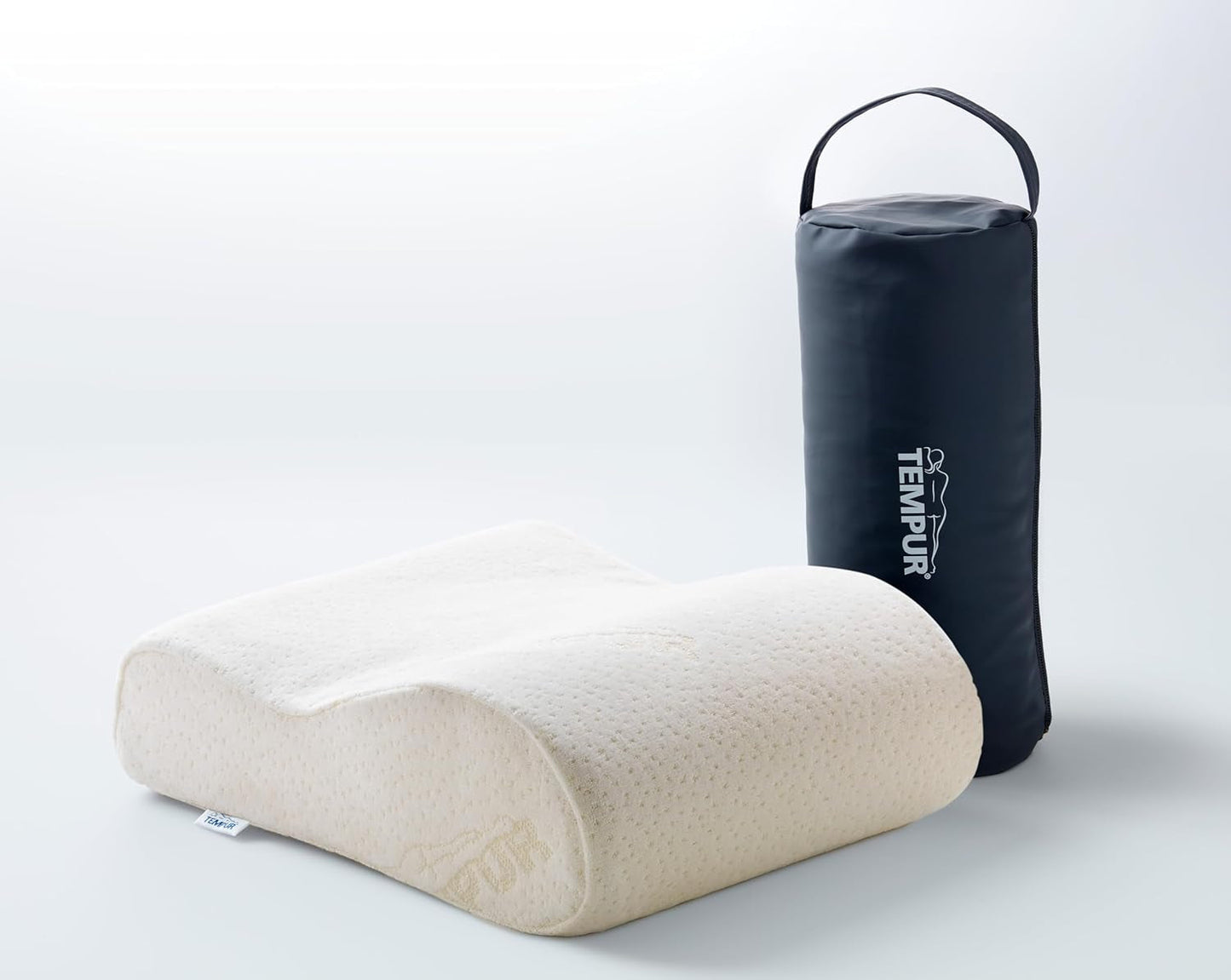 TEMPUR Almohada de Viaje Original, Almohada de Espuma Viscoelástica de Lujo con Soporte para el Cuello, Funda Extraíble y Lavable (25 x 31 x 10/7 cm)