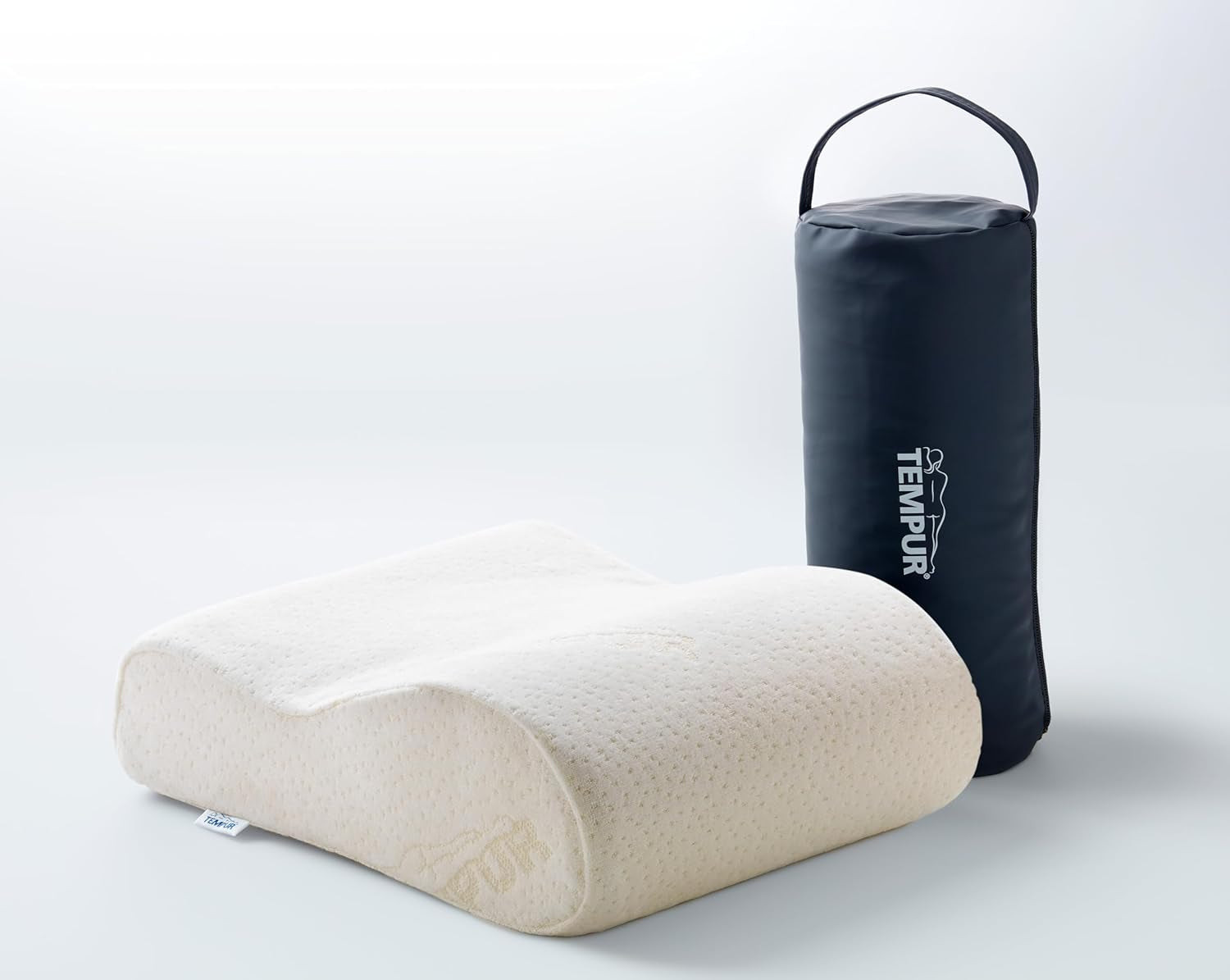 TEMPUR Almohada de Viaje Original, Almohada de Espuma Viscoelástica de Lujo con Soporte para el Cuello, Funda Extraíble y Lavable (25 x 31 x 10/7 cm)
