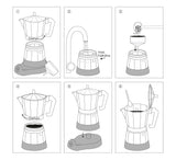 Cafetera espresso Cilio Classico para 6 tazas | eléctrico 480W | Ø 11,5 cm Alto: 25 cm | aluminio | rojo | placa integrada | con función de retención de calor y filtro reductor | para viajar o acampar