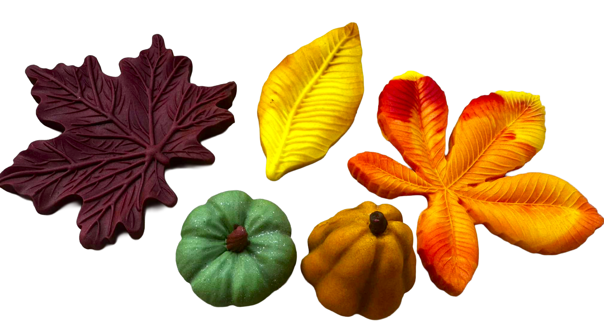 AutumnCraft Juego de 5 decoraciones otoñales comestibles, hechas a mano con pasta de azúcar