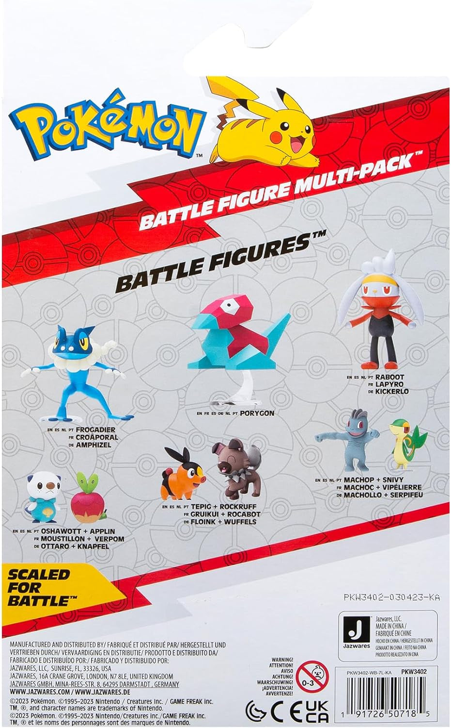 Pokémon PKW3402 - Multipack de figuras de batalla - Pack de 4 con Pikachu, Croc, Kwaks, Felori, figuras oficiales detalladas, 5 cm cada una Figuras de acción Naty Shop