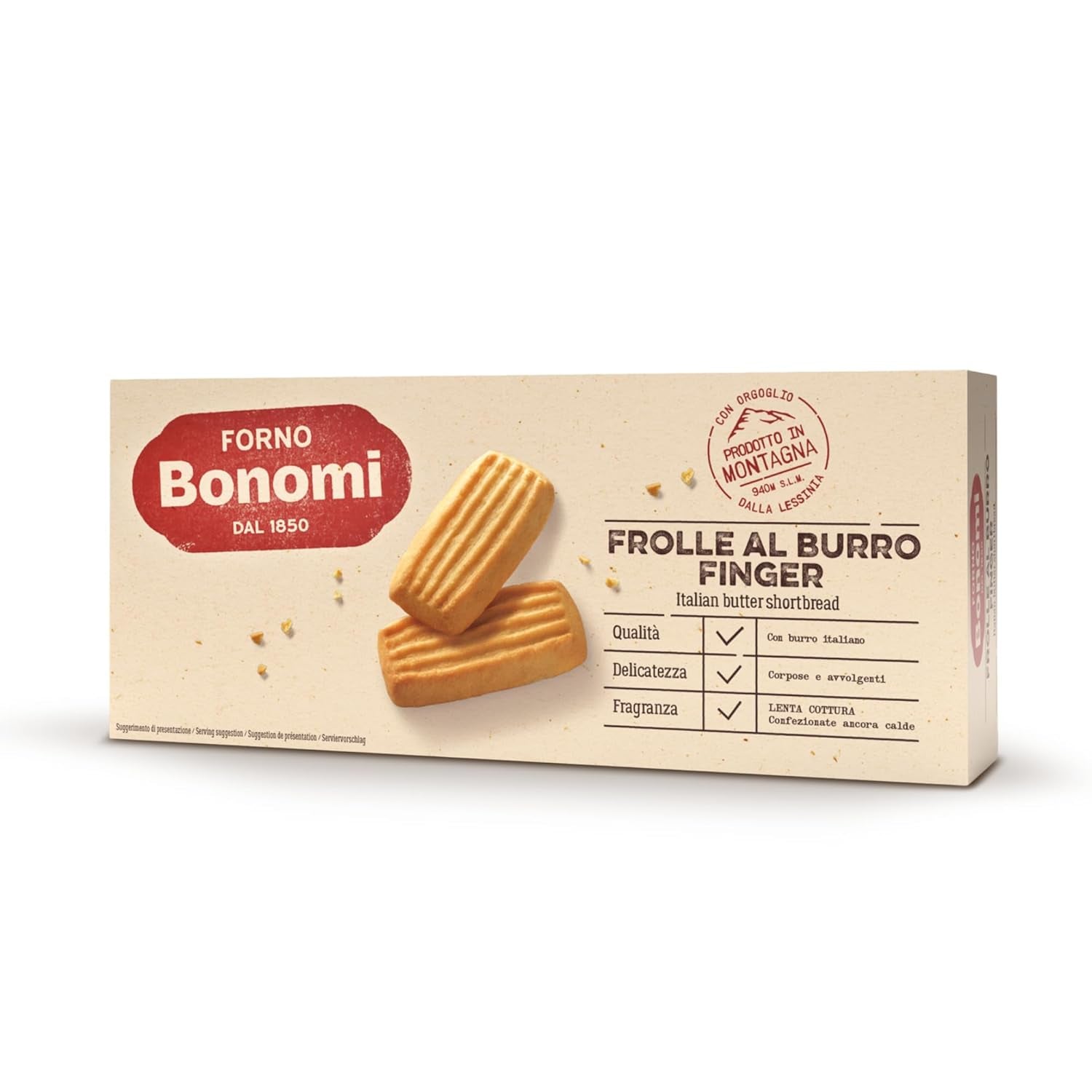 Frolle Al Burro Dedos. Biscotti preparado tradicionalmente Come Una Volta. Ideal Come Fine Pasto Goloso, Ma Anche Da Abbinare Al the O Al Caffè. Envase Sí 150 G