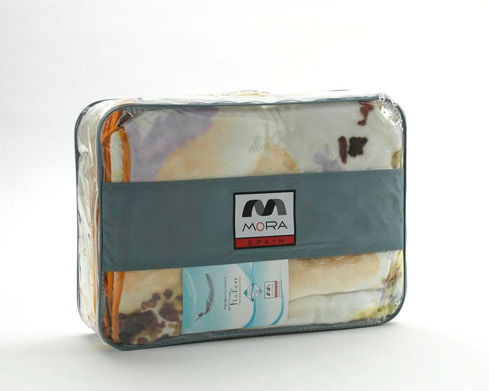 MANTAS MORA Manta estampada, gran volumen, 100% poliéster, 450 G/M², suave, para otoño/invierno, Diseño Harmony K60, 260 X 240 cm, para camas de 160/180 cm, azul Edredones y edredones Naty Shop