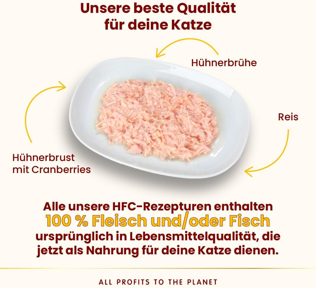 Almo Nature HFC Urinary Help - Nassfutter für Katzen - Unterstützung für die Harnwege - Hühnerbrust & Cranberries - Grado humano, monoproteína, sin gluten - 24x50g