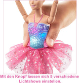 Muñeca Barbie Dreamtopia Magic Ballerina con luces, tutú rosa y cabello rubio, 5 efectos de luz y sonido, Barbie posicionable, a partir de 3 años, HLC25