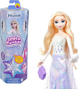 Mattel Disney The Ice Queen Elsa Fashion Doll Set, Spin & Reveal con 11 sorpresas, incluyendo 5 accesorios, 5 pegatinas y una escena de juego, inspirado en la película de Disney, HTG25 Naty Shop Dolls Muñeca Elsa