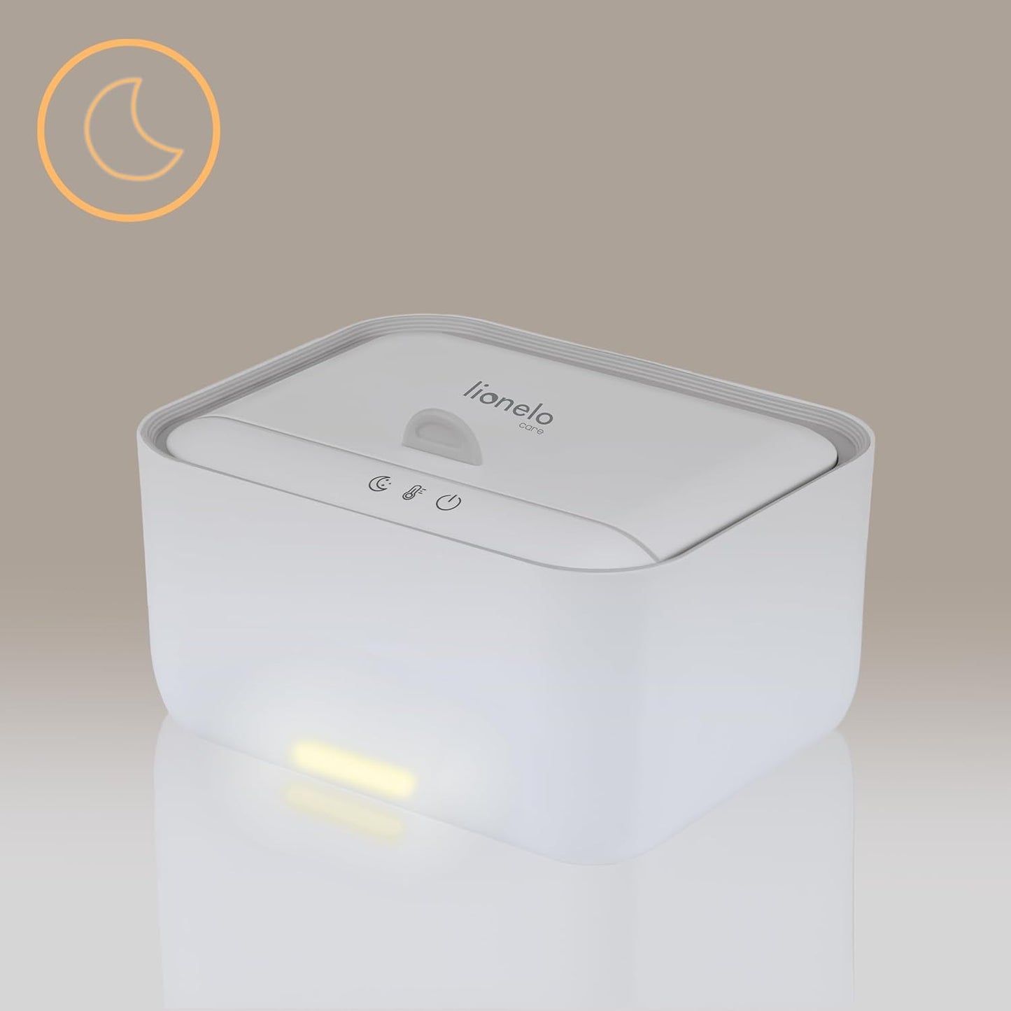 Lionelo BABYBLISS 20W Calentador para toallitas húmedas y toallas pequeñas, 20W para bebés, luz nocturna incorporada, 3 configuraciones de calor, panel táctil, mantiene las toallitas húmedas