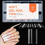 Modelones Puntas de Uñas 216 Piezas - Juego de Puntas de Uñas de Cobertura Completa, Juego de Puntas de Gel Suave, Puntas de Uñas de Resina PMMA Prepulido, Pegamento DIY en Uñas Artificiales, Almendras Cortas XS