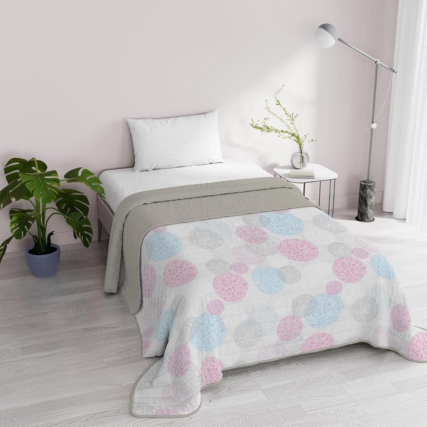 Fantasy Ropa de Cama Italiana Microfibra Verano 1,5 Plazas Murrine Colchas y Edredones Naty Shop Molecule 1 Posto E Mezzo