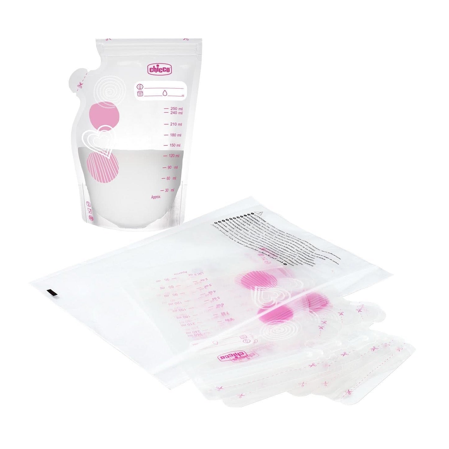 Chicco Bolsa para Leche con 30 Unidades, Antigoteo, 250 ml Accesorios Alimentación y Lactancia Bebe Naty Shop