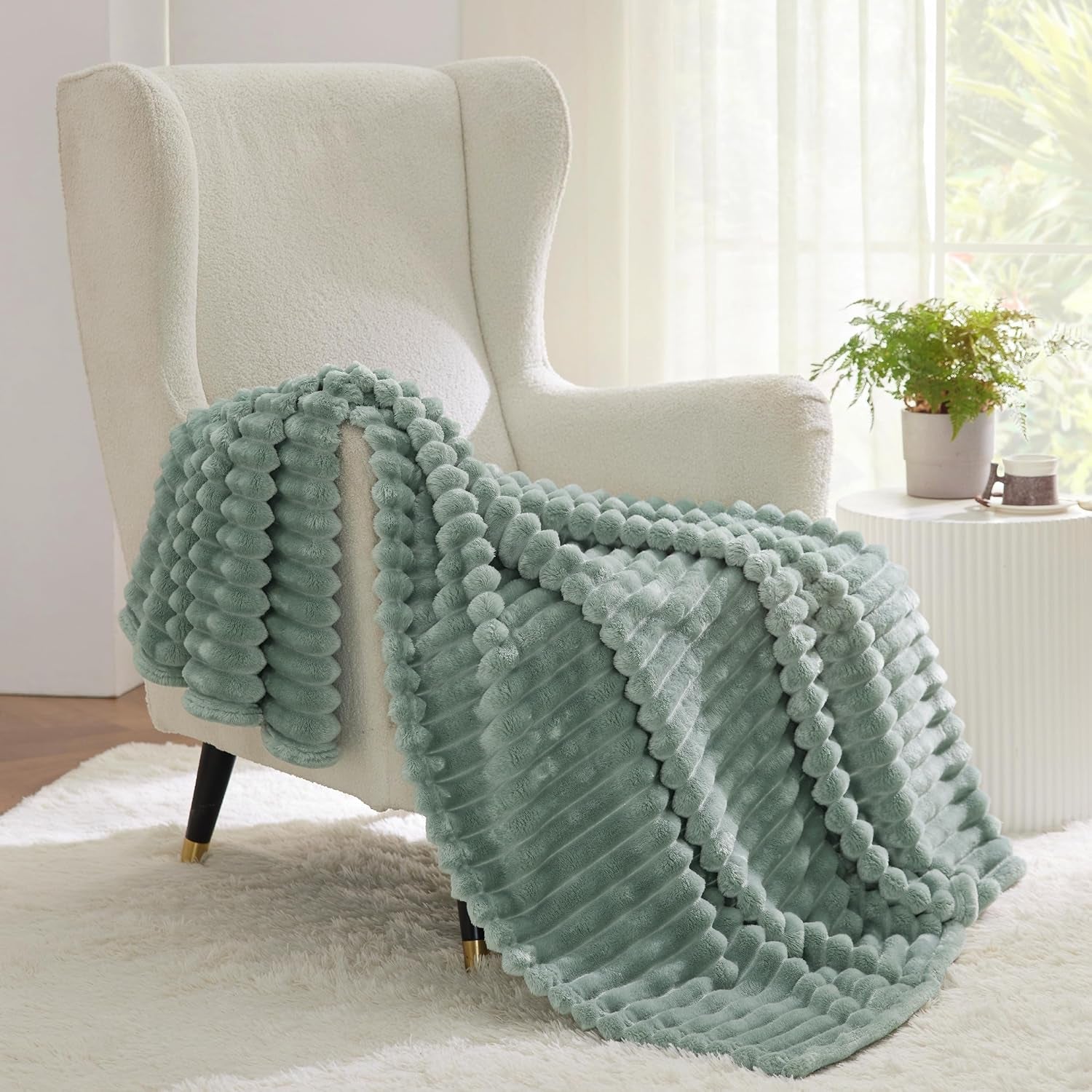 BEDSURE Manta Polar Verde Salvia para Sofá - Mantas Acogedoras Súper Suaves para Mujer, Linda Manta Pequeña para Niñas, Camas y Mantas de 127 X 152 Cm Beuche den BEDSURE-Store