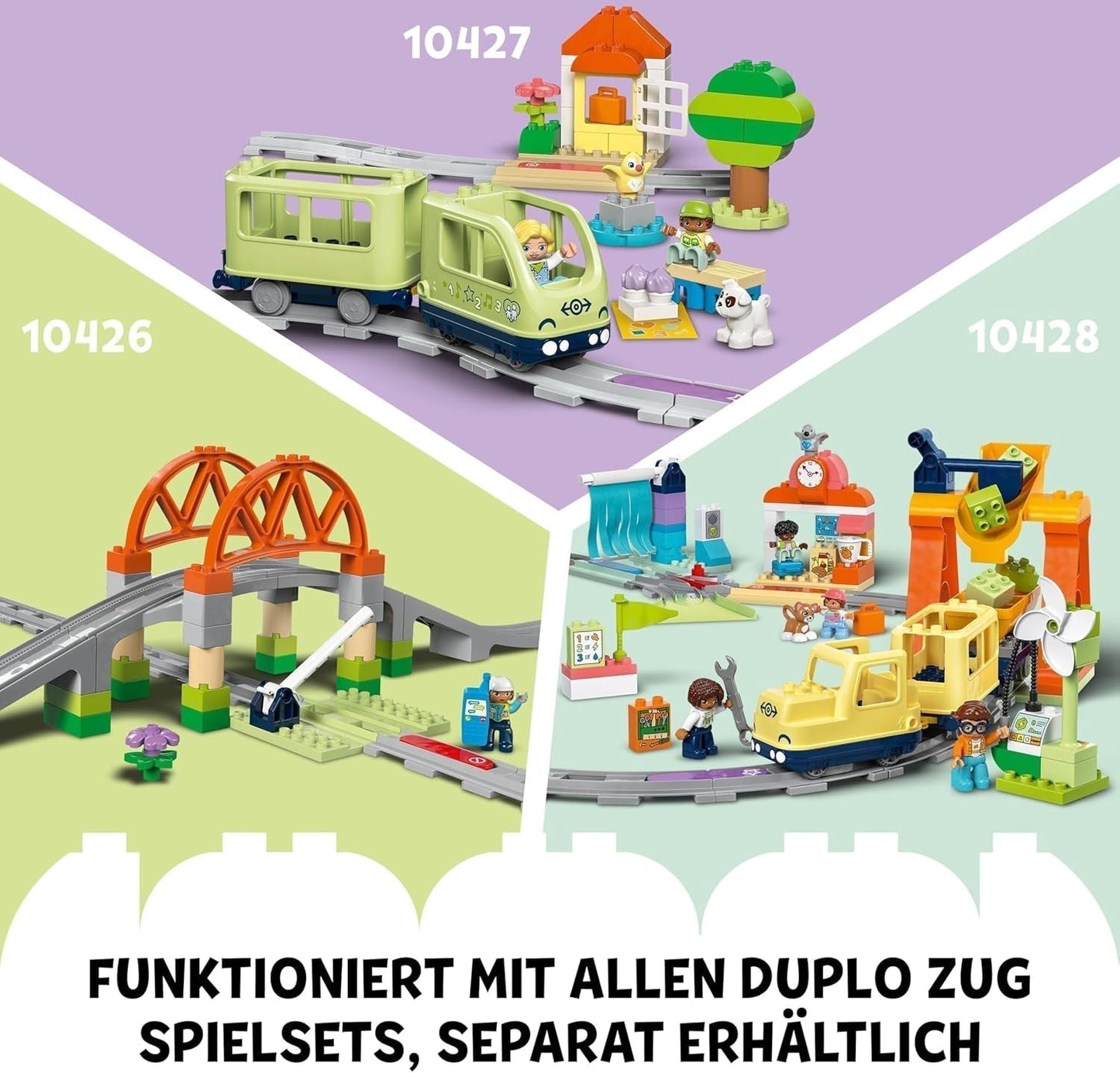 LEGO DUPLO Town Gran ferrocarril interactivo, juguete de construcción para niños pequeños a partir de 3 años, locomotora Push & Go con luces y sonidos, piezas de vía, juguete educativo para preescolares 10428 Juegos de construcción Beuche den LEGO-Store