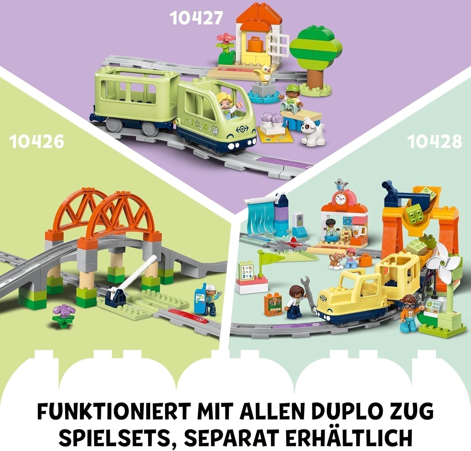 LEGO DUPLO Town Gran ferrocarril interactivo, juguete de construcción para niños pequeños a partir de 3 años, locomotora Push & Go con luces y sonidos, piezas de vía, juguete educativo para preescolares 10428 Juegos de construcción Beuche den LEGO-Store