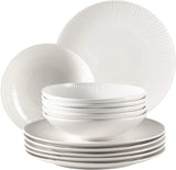 MÄSER 931461 Dalia Vajilla para 6 personas de porcelana hotelera de alta calidad, blanca, juego de platos de 12 piezas con diseño vintage, porcelana duradera