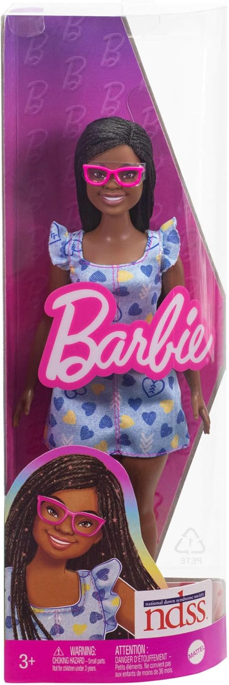 Muñeca Barbie Fashionistas núm. 229 con síndrome de Down en vestido de corazón, desarrollado en cooperación con la Sociedad Nacional del Síndrome de Down, HYK14 Naty Shop Dolls