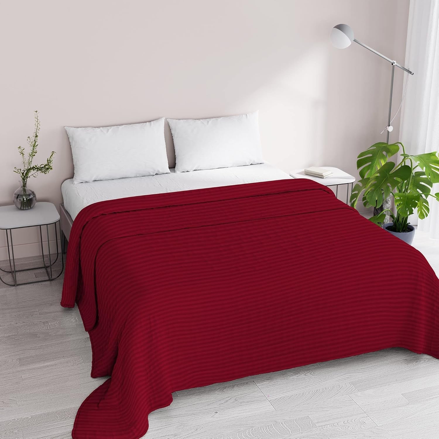 Edredón de verano Satin Stripes, poliéster, crema, 260X250 Cm Edredones y edredones Naty Shop Burdeos 260X250 Cm