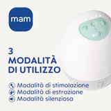 MAM Move Sacaleches portátil con 3 modos de funcionamiento y 5 niveles de intensidad, carcasa de silicona Skinsoft, regulable en 4 tamaños Accesorios Alimentación y Lactancia Bebe Naty Shop