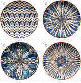 MÄSER 934017 Vajilla Iberico Blue para 4 personas, 12 piezas, estilo morisco, varios diseños vintage en blanco y azul, cerámica