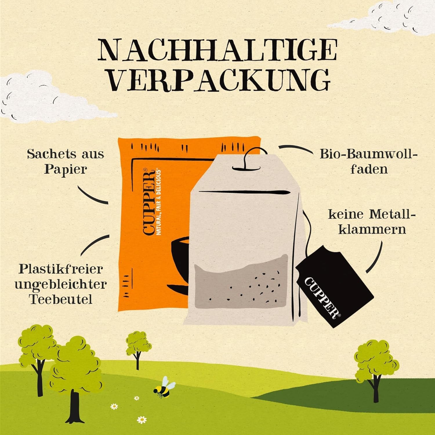 CUPPER Té de frutas orgánico "Infusión de naranja y limón", 20 bolsitas de té sin blanquear, orgánico, comercio justo