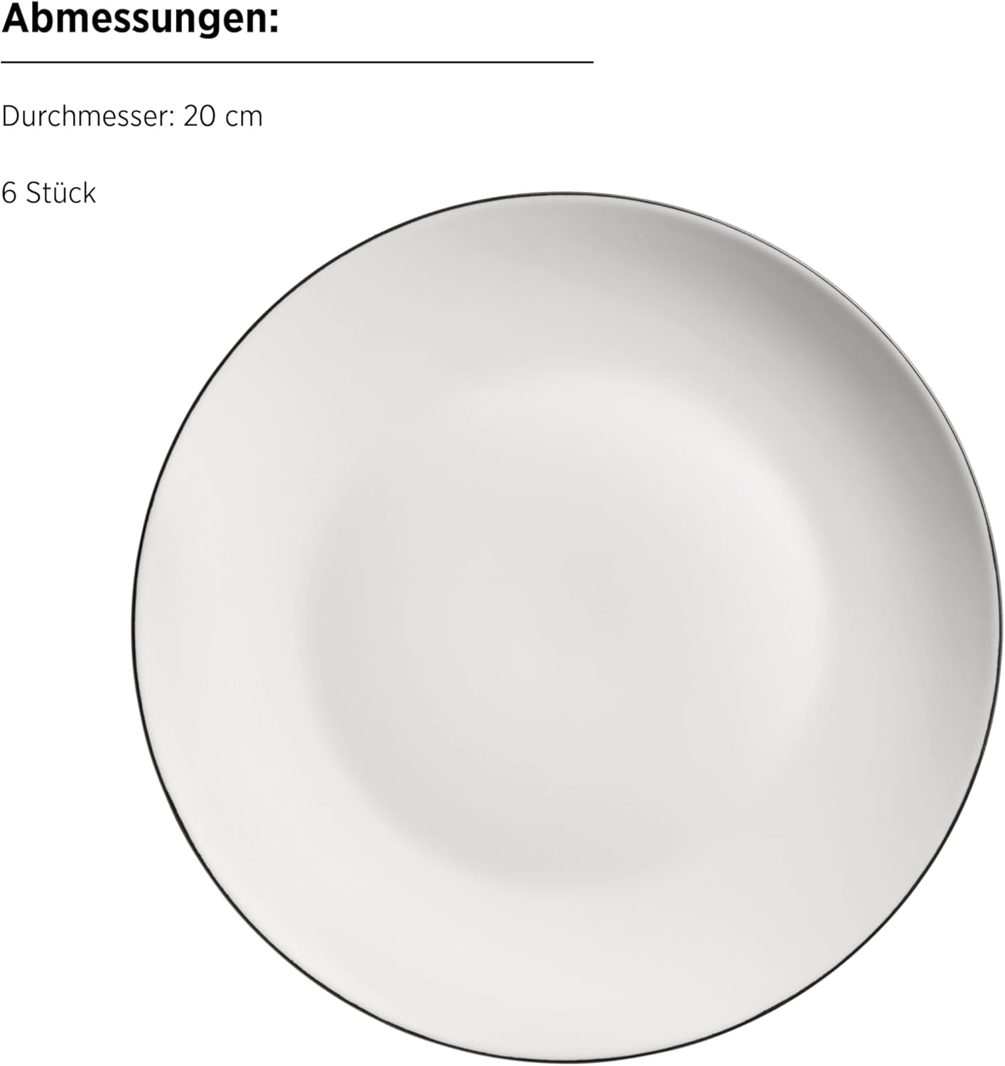 MÄSER Serie Felise, elegante servicio de café para 6 personas, atemporal, borde negro, porcelana, blanco
