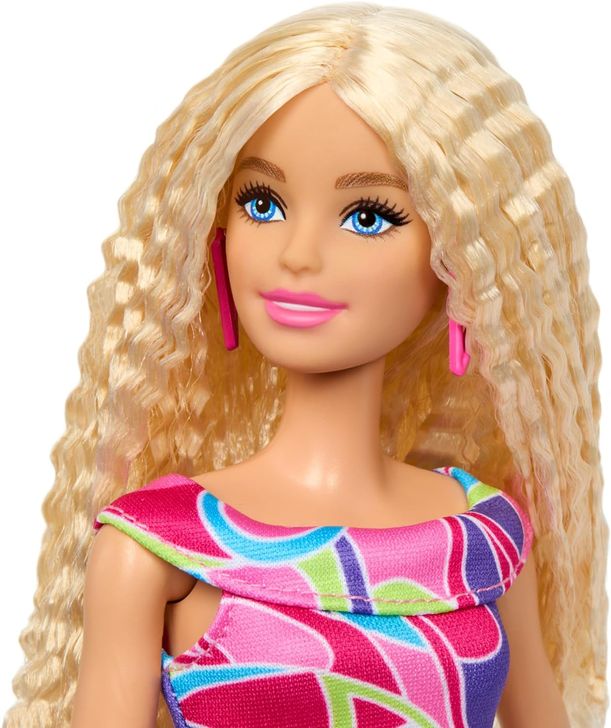 Muñeca Barbie Fashionistas #223 con cabello rubio ondulado, vestido y accesorios inspirados en Totally Hair, muñeca de moda coleccionable del 65 aniversario, HRH20