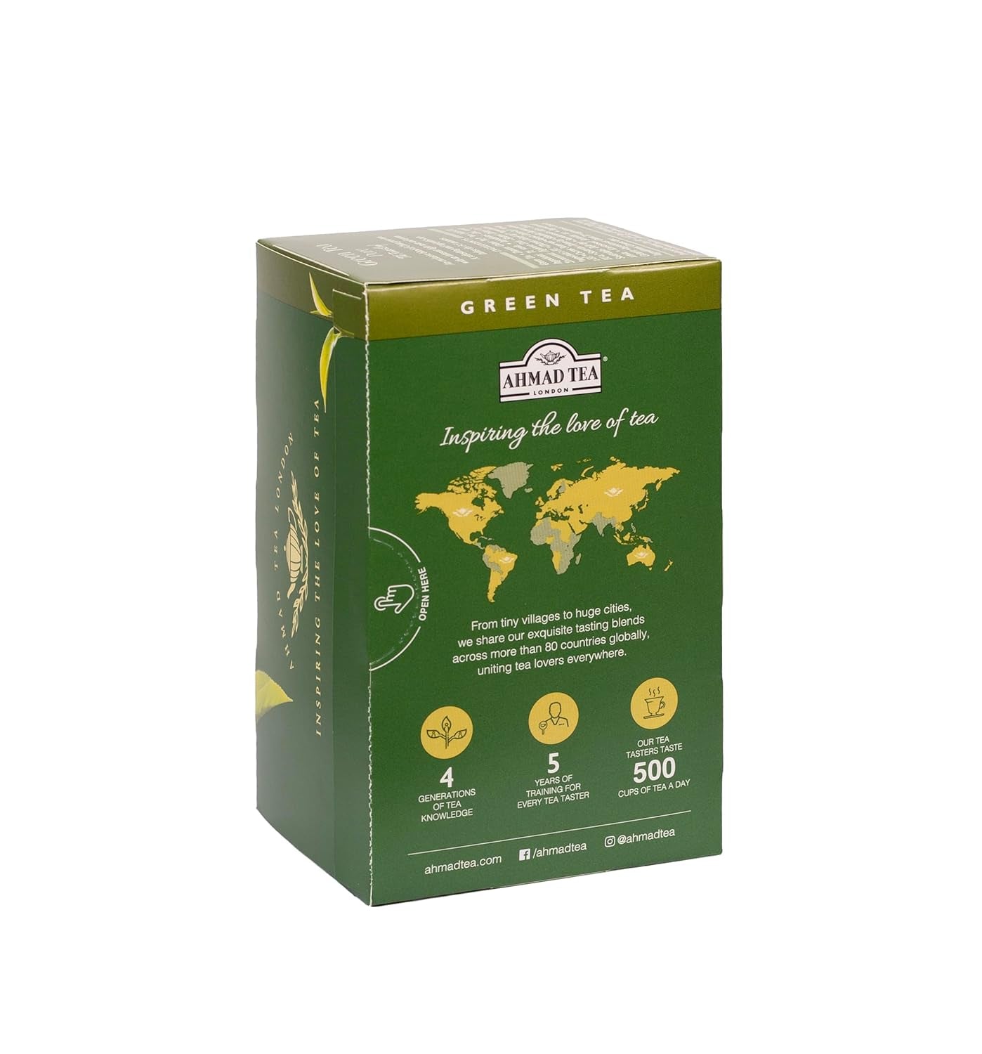 Ahmad Tea - Té verde - Bolsas de té envueltas individualmente selladas con sabor con 2 g de té por porción - 20 bolsas de té con bandas (paquete de 2)