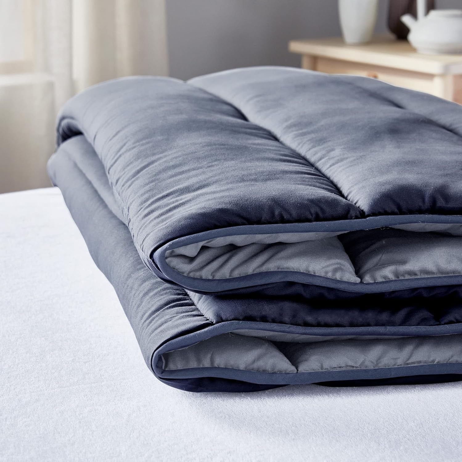 Pikolin Home - Edredón Reversible 300 G - Relleno Nórdico Bicolor - Para cama de 90 - Cómodo, cálido, transpirable, Azul Marino, 140 X 200 cm Edredones y edredones Naty Shop