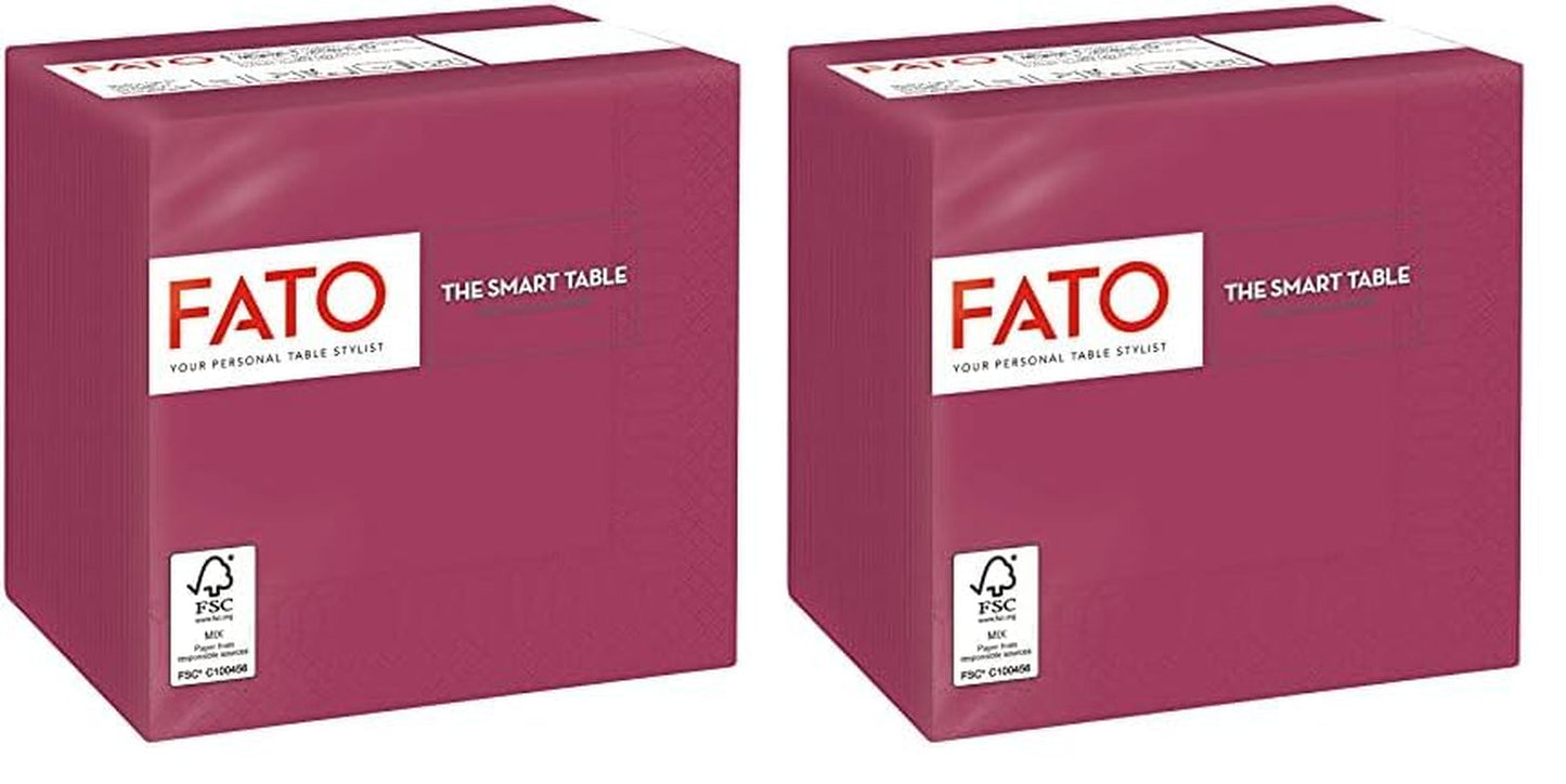 - Servilletas de Papel Desechables, Ideales para Aperitivos y Cócteles, Paquete de 100 Servilletas, Tamaño 24X24, 4 Capas, 2 Capas, Color Burdeos, Papel 100% Pura Celulosa, Certificado Fsc