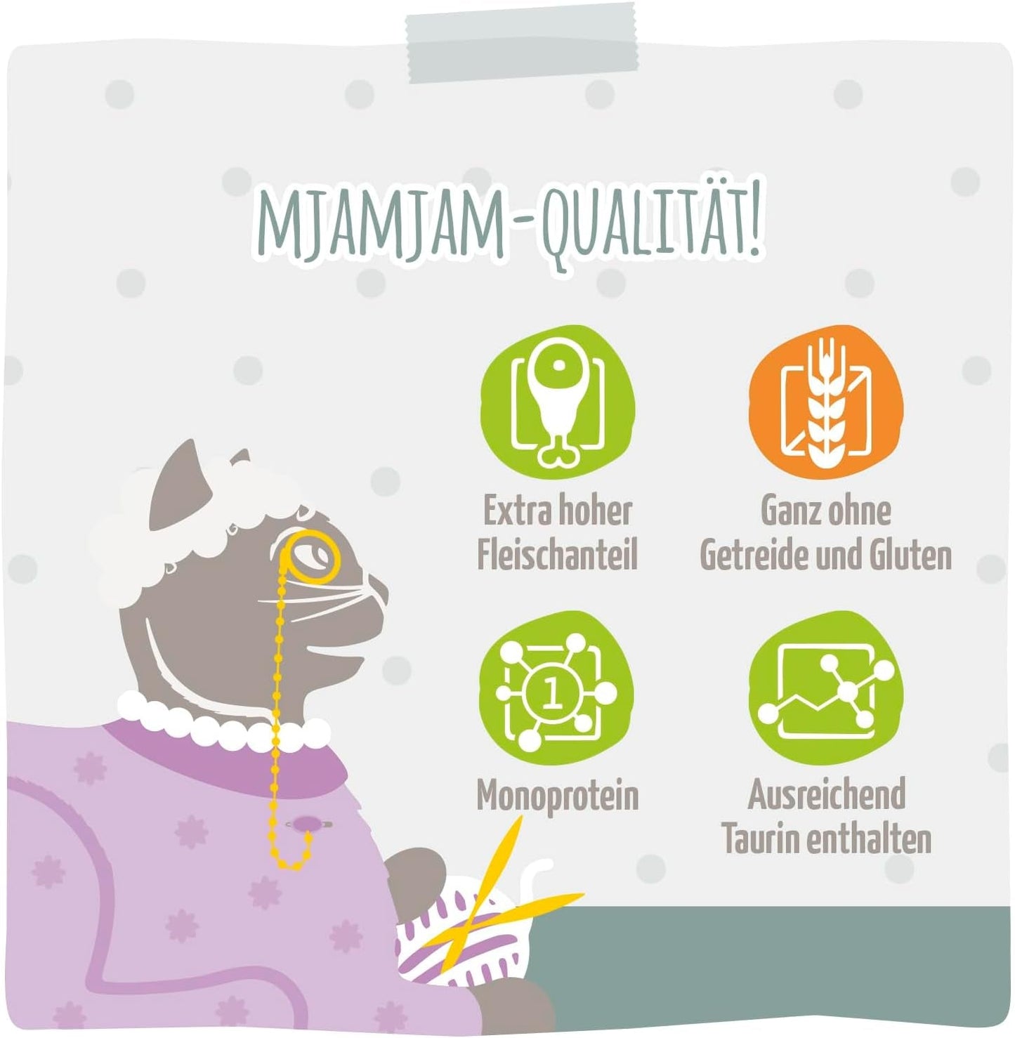MjAMjAM - Comida húmeda premium para gatos - Senior - pollo jugoso, pack de 6 (6 x 400g), sin cereales
