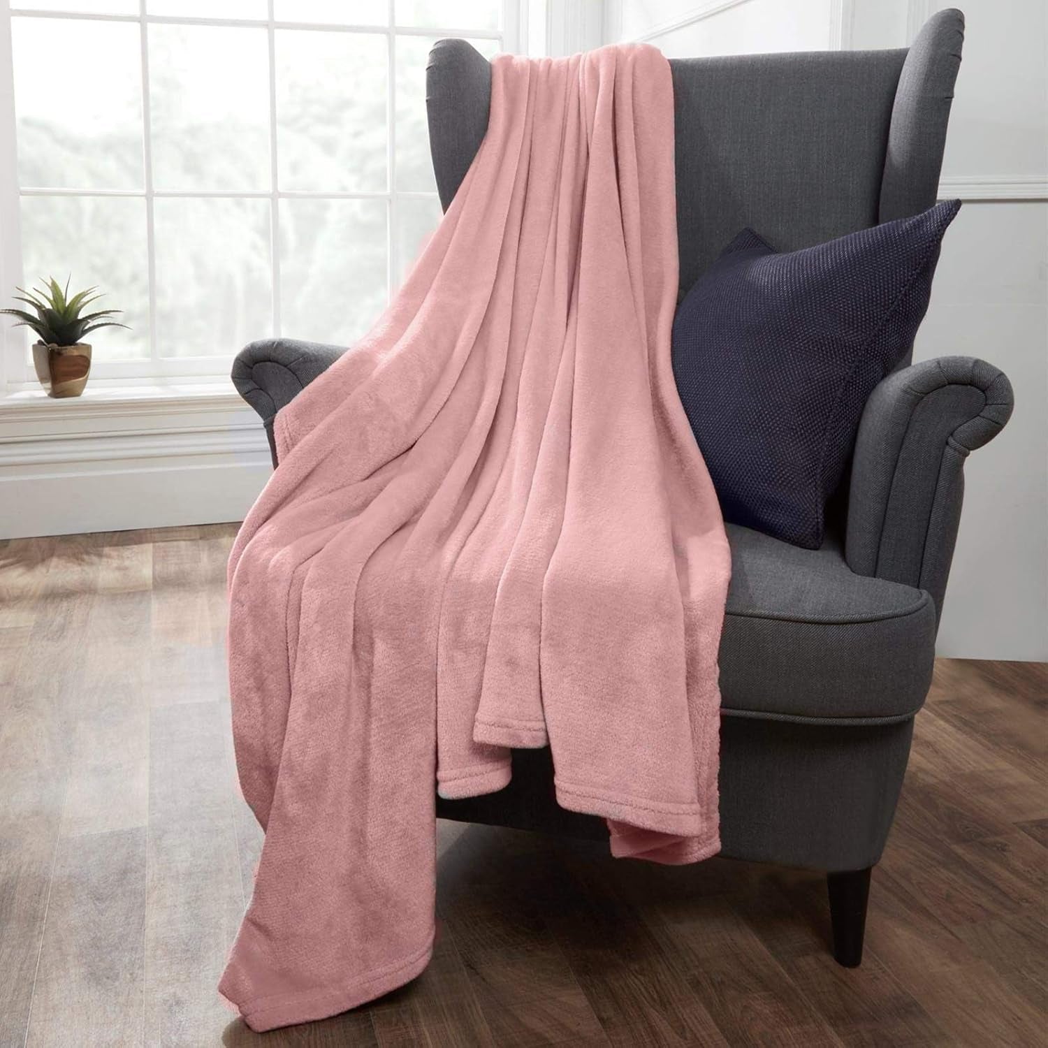 Brentford's Manta Polar De Franela, Extra Suave, Grande, Esponjosa, Cálida, Colcha para Dormitorio, Cama Individual, Sofá, Sofá, Rosa Rubor - 120 X 150 Cm Camas y Mantas Beuche den Brentfords-Store