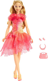 Mattel Wicked Glinda Fashion Doll y accesorios con cabello rubio, varias poses posibles y apariencia de vestido de fiesta desmontable, HXT63