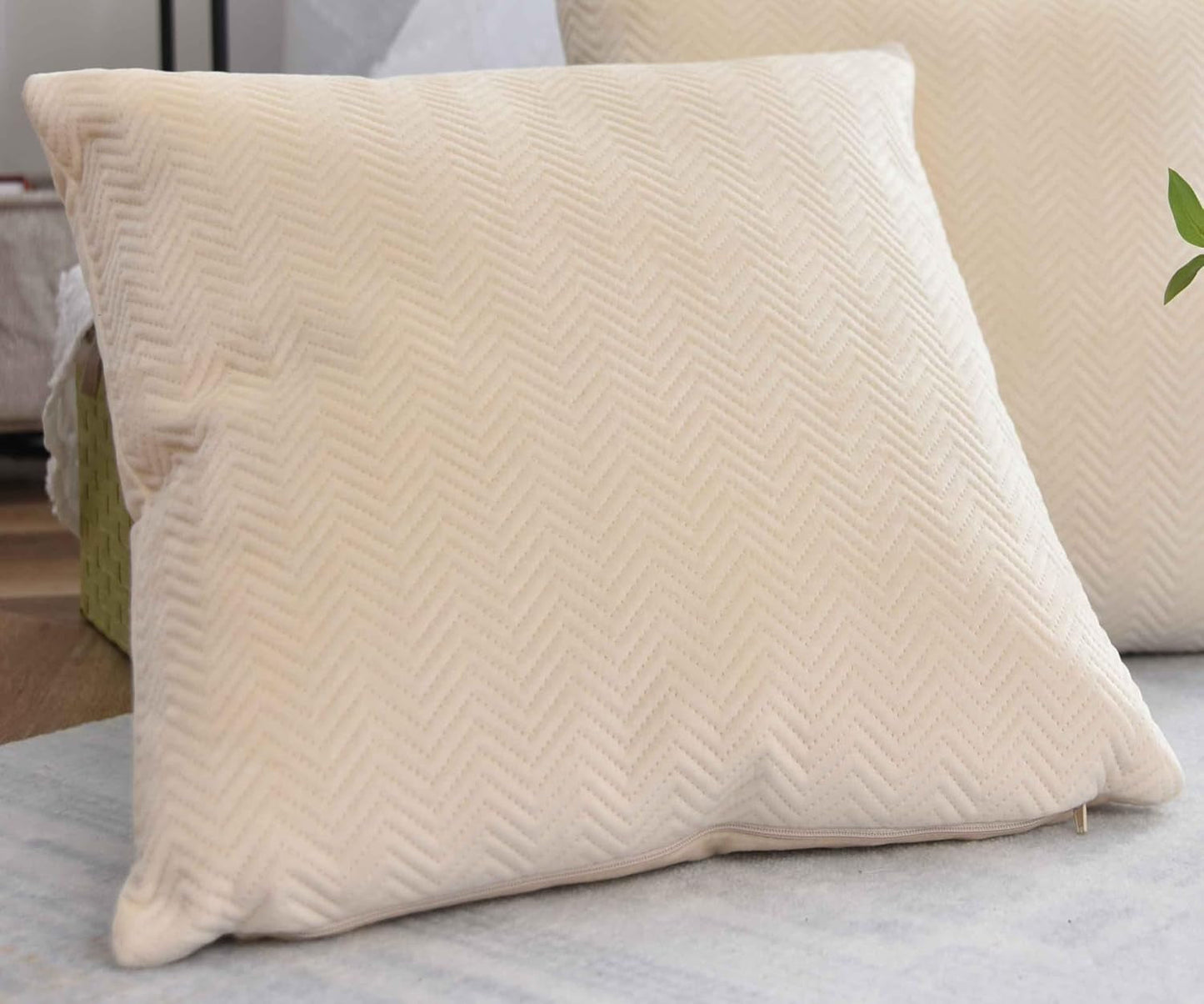 Cojín tipo caja para cortina, almohada decorativa, largo x ancho, 45x45 cm, jacquard verde "greta" con diseño de espiga, cierre de cremallera de fácil cuidado, relleno suave de 320 g, colores surtidos, 2023510 almohadas de viaje naty shop crema