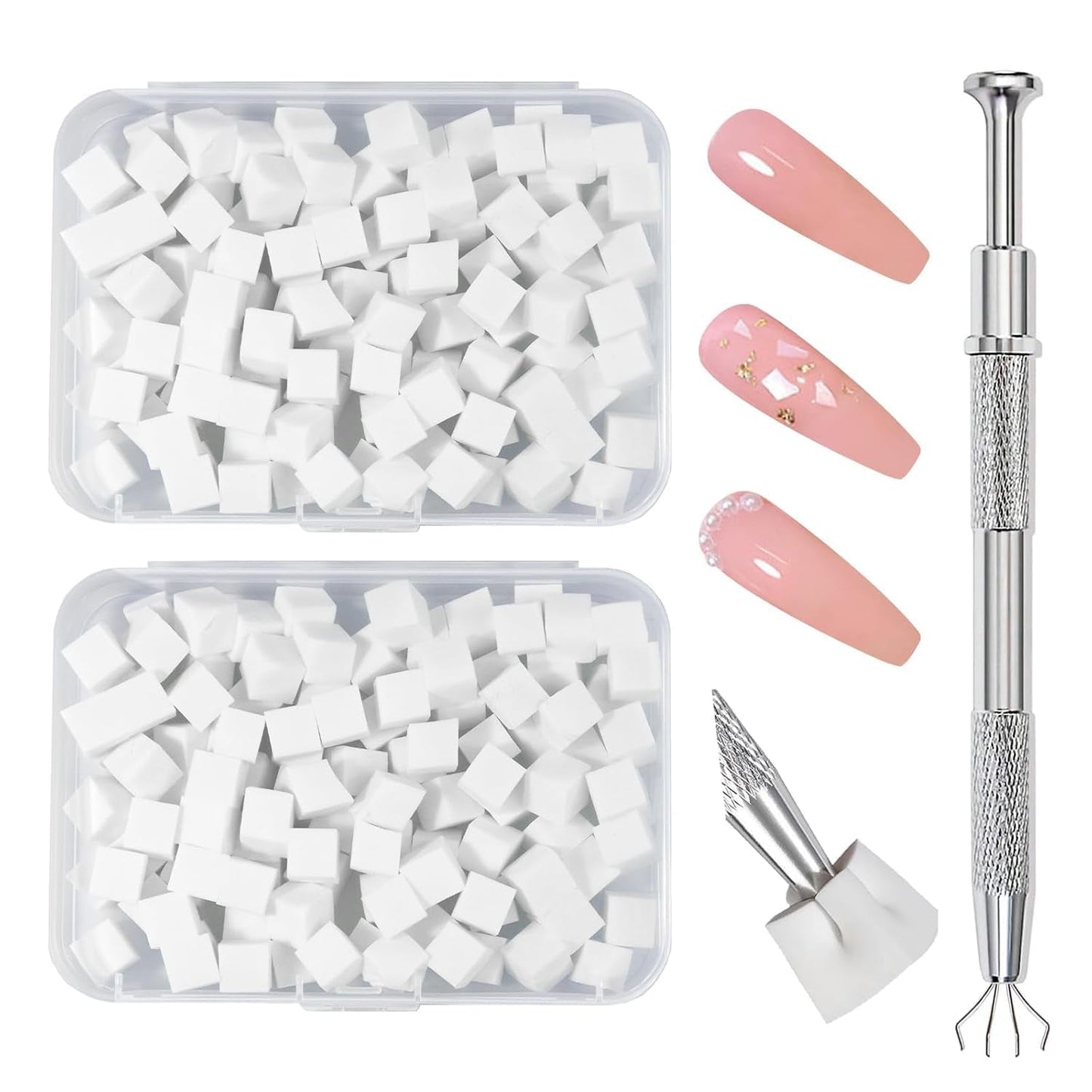 125 Nail Art Schwämme y 4 Krallen Nail Sponge Metallgreifer para Ombre y gradiente Nageldesign, Nagelkunst-Schwamm Pinsel, Maniküre Zubehör para Nägel, Nail Art Schwämme para Babyboomer Effekte DIY