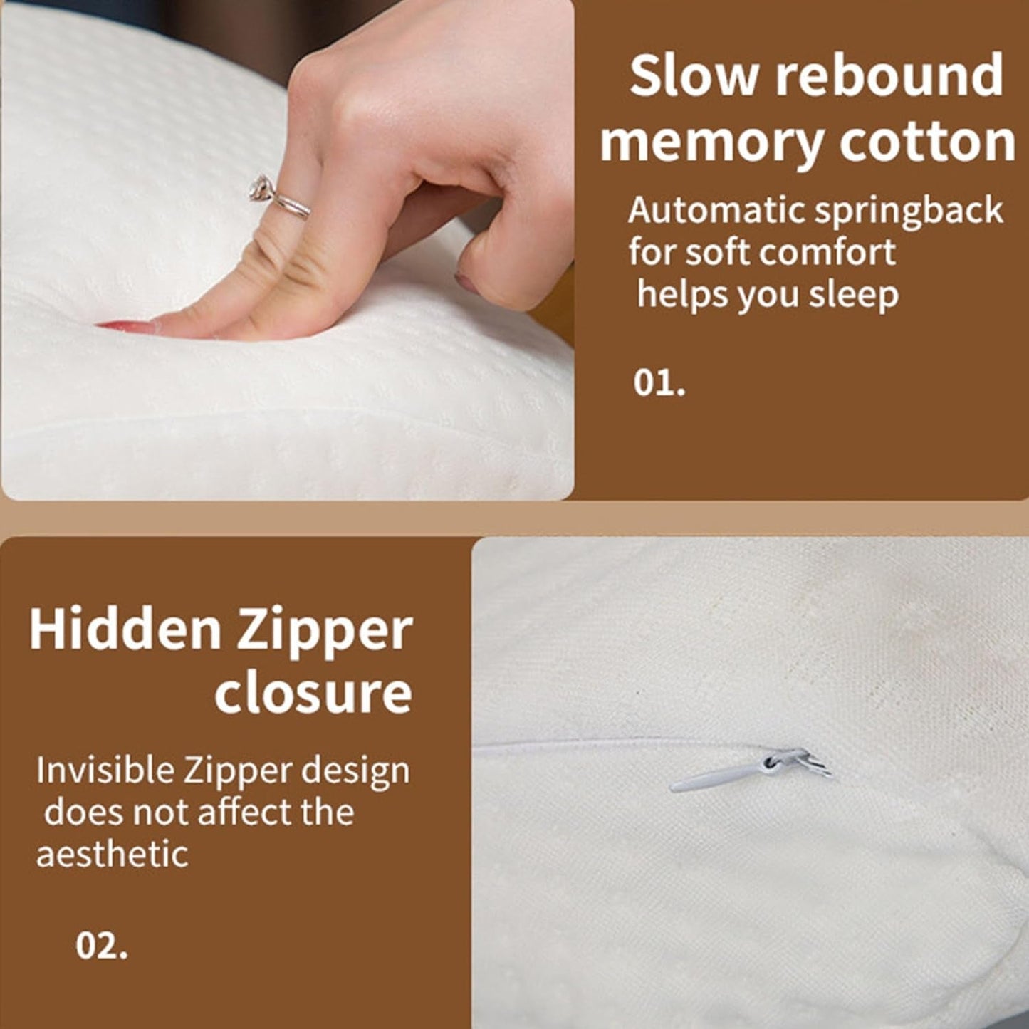 MINGZE Almohada de Espuma viscoelástica Multifuncional Almohada para el Cuello Espuma, Almohada para el Cuello en Forma de U con Lazo, Almohada para Dormir de Rebote Lento Almohada de presión de Rebote, Almohada Seda de Hielo