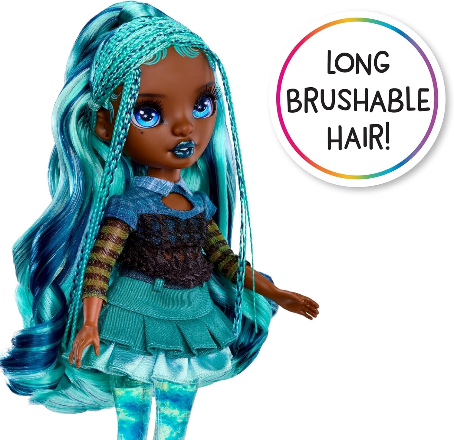 Muñeca Rainbow High Sparkle & Shine - Misty - Muñeca de moda de 28 cm con cabello turquesa y burbujas mágicas de pie, colorida, para vestirse y jugar, coleccionable para 4-12 años