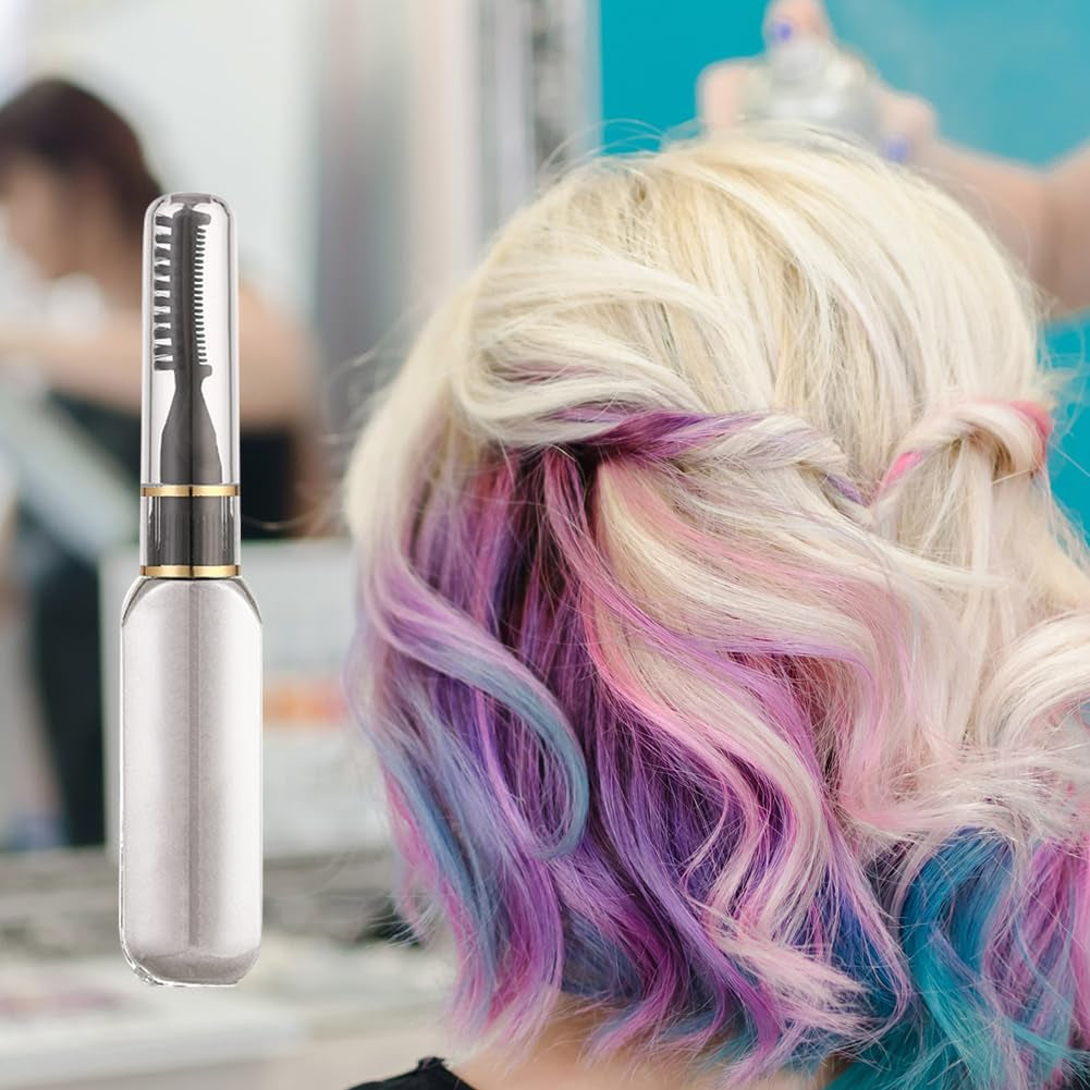 Tinte para el cabello en barra - Tiza temporal para teñir el cabello, peine lavable no tóxico para niñas, máscara para el cabello, juego de tintes para el cabello, color blanco Naty Shop Tinte para el cabello