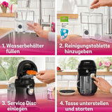 Bosch Tassimo Happy Friendly TAS107E Cafetera espresso de cápsulas, más de 70 bebidas, apta para todas las tazas, parada automática, sostenible, dosificación perfecta, ahorro de espacio, 1400 W, crema/negro