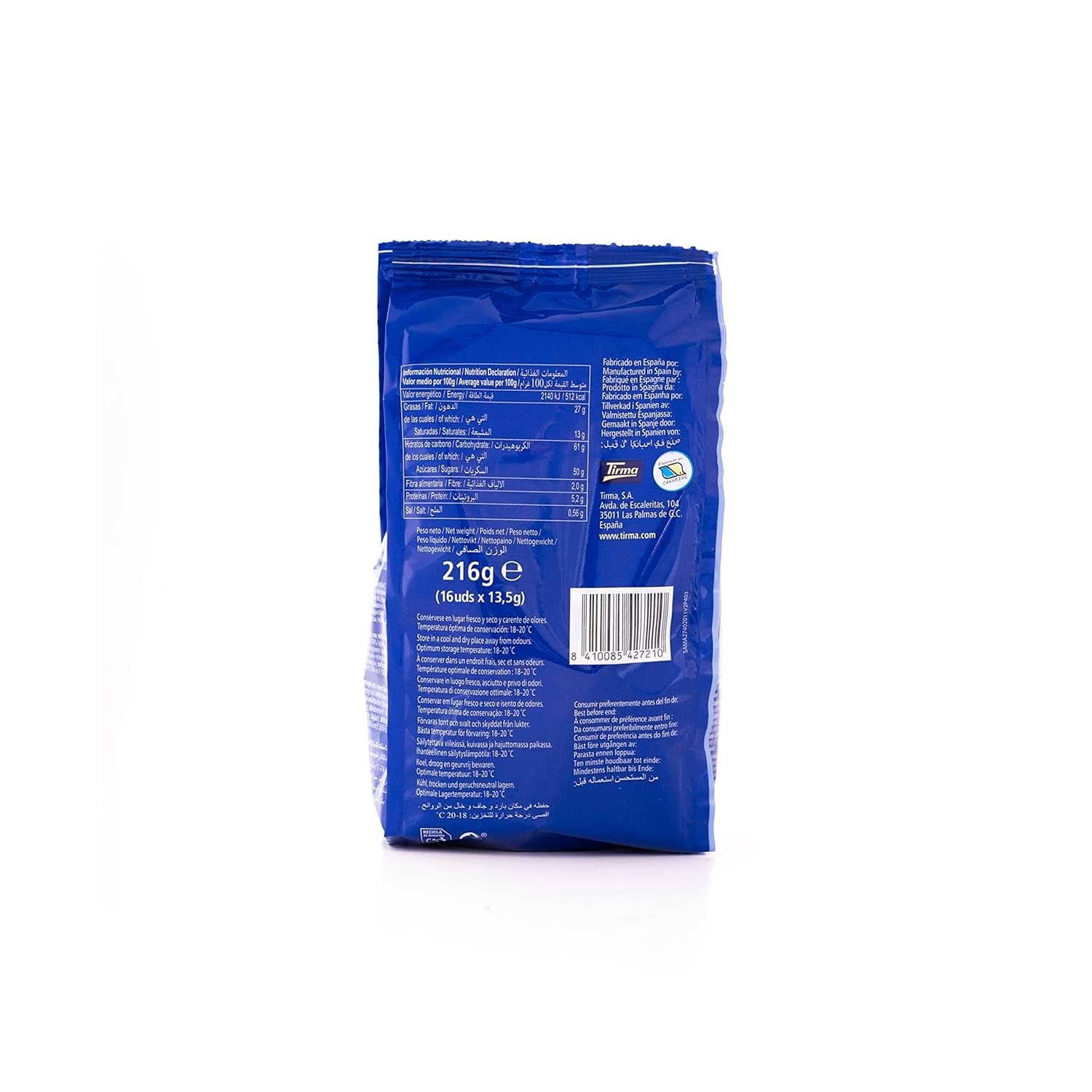 Mini Obleas de Chocolate Blanco Tirma | (16 unidades x 13,5g), 216g | Relleno de crema delicado | Sin OGM | Apto para vegetarianos | Empaquetado individualmente | merienda empacada
