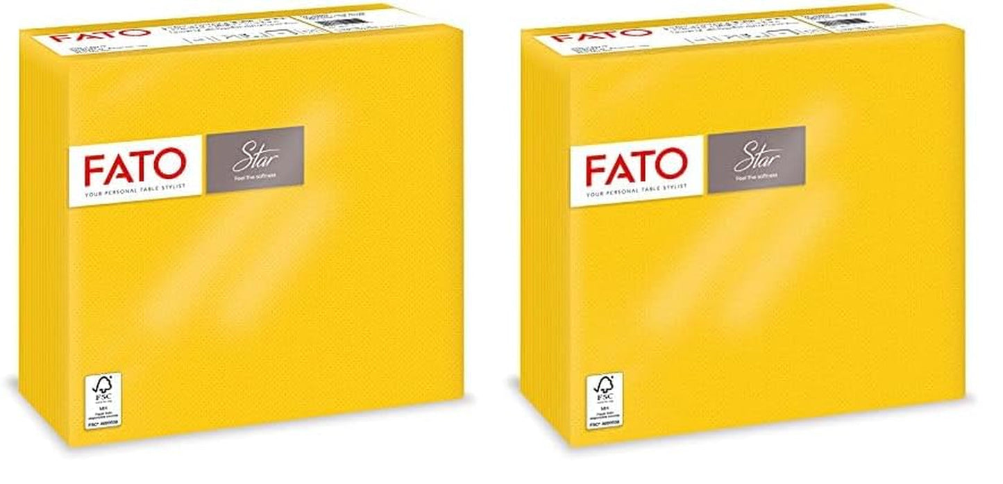 - Papel de seda desechable suave y delicado, paquete de 40 pañuelos, tamaño 38X38 plegado en 4, 2 capas, color amarillo, papel 100% pura celulosa, certificado FSC (paquete de 2)