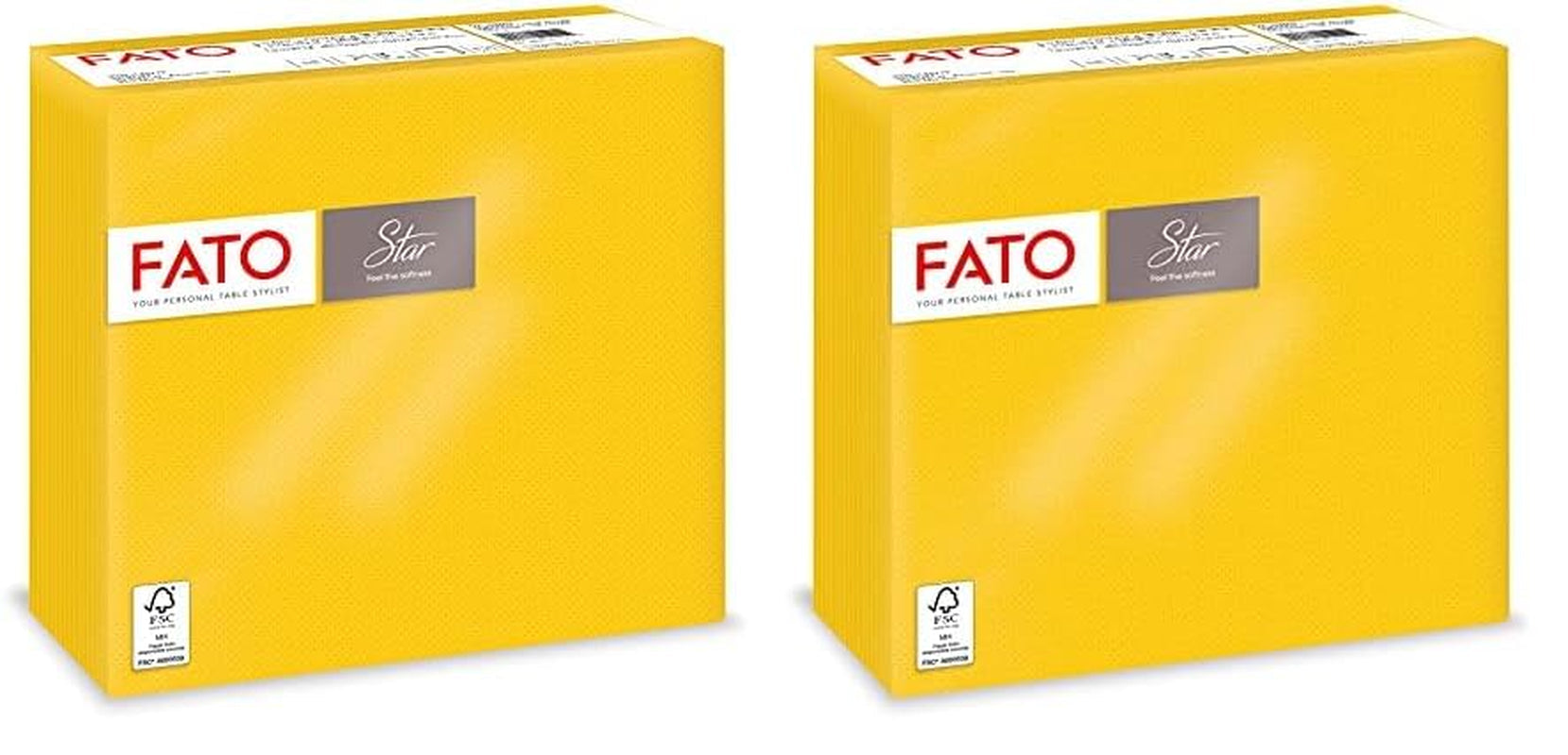 - Papel de seda desechable suave y delicado, paquete de 40 pañuelos, tamaño 38X38 plegado en 4, 2 capas, color amarillo, papel 100% pura celulosa, certificado FSC (paquete de 2)