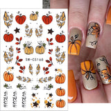 Pegatinas de uñas de otoño 3D, pegatinas de uñas de hojas de calabaza, líneas geométricas, flores, pegatinas de uñas, diseño del día de Acción de Gracias, pegatinas de uñas de calabaza de otoño, accesorios de uñas, arte de uñas