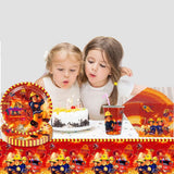 Juego de vajilla para fiesta temática de bomberos, decoraciones para fiesta de cumpleaños de bomberos, 61 piezas para 20 invitados