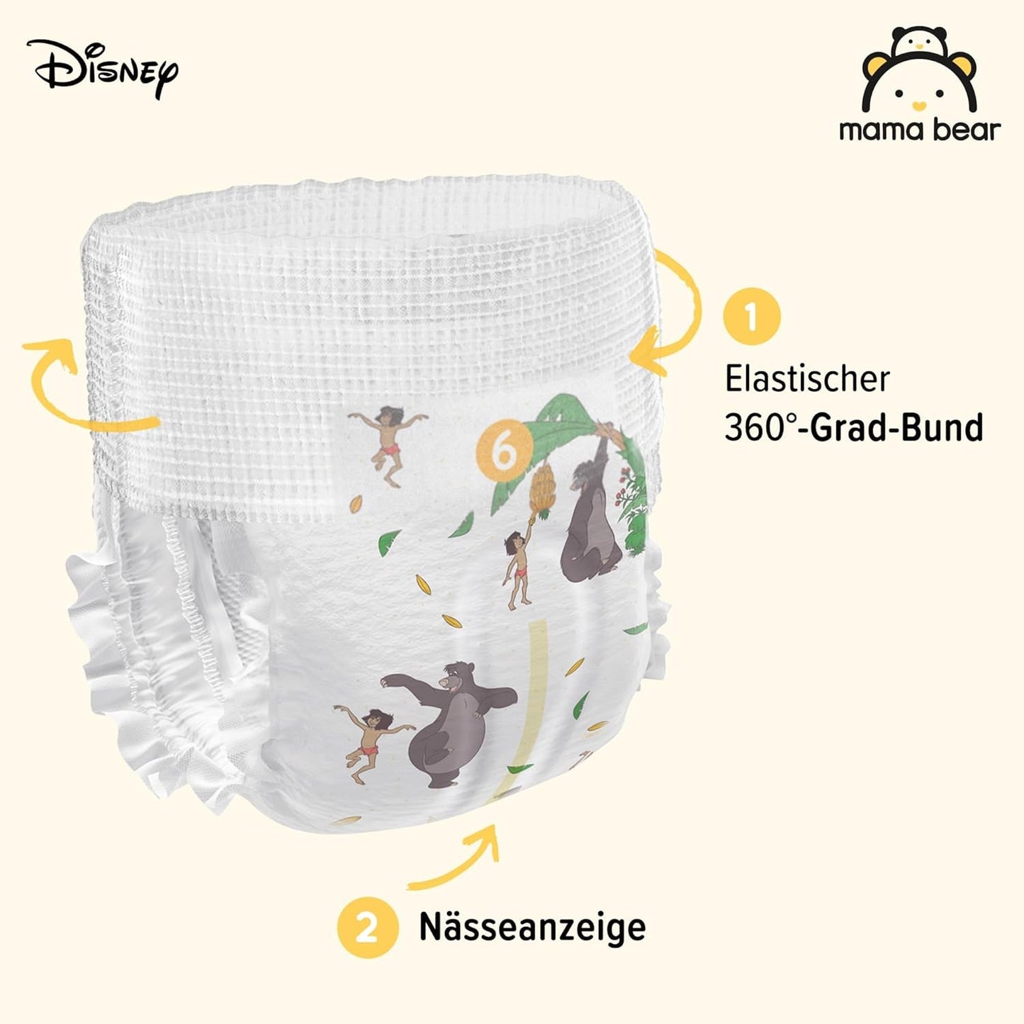 Marca Amazon: Mama Bear Disney Talla 6 (15+ kg) - Paquete mensual, Blanco, 120 piezas (2 paquetes de 60)