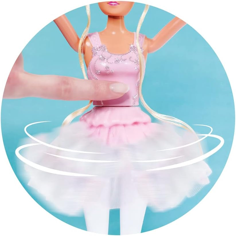 Simba 105733603 - Steffi Love Dancing Ballerina, Steffi como muñeca bailarina con amiga animal y falda giratoria, muñeca de juego 29 cm, a partir de 3 años
