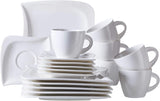 Verso de Mäser, Serie La Musica, Servicio de café de 18 piezas, Vajilla de porcelana para 6 personas, 921172, Blanco