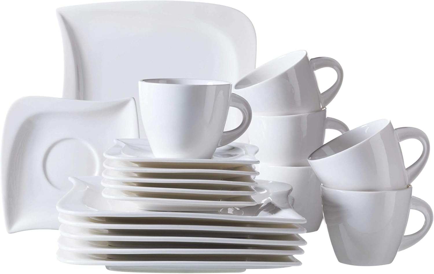 Verso de Mäser, Serie La Musica, Servicio de café de 18 piezas, Vajilla de porcelana para 6 personas, 921172, Blanco