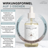 Hairlexier Remedio para el crecimiento del cabello para mujeres - Aceite capilar de romero, aceite capilar de ricino, aceite de lavanda, suero capilar natural contra la caída difusa del cabello, favorece el crecimiento del cabello, vegano y orgánico + Libro de trabajo Cuidado del cabello Naty Shop