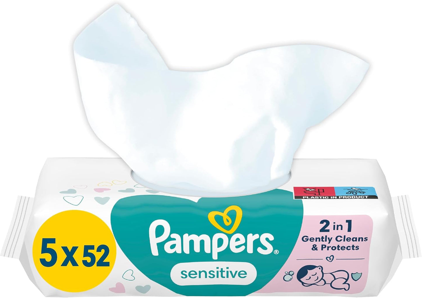 Toallitas para bebé Pampers Sensitive, paquete de 15 de 80 toallitas, 1200 toallitas para bebé, limpieza suave y protección de la piel 2 en 1