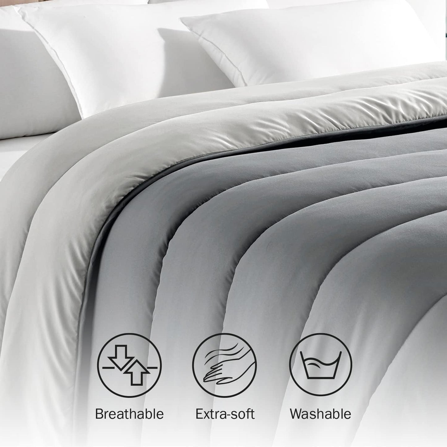 Pikolin Home - Edredón Reversible 300 G - Relleno Nórdico Bicolor - Para cama de 90 - Cómodo, cálido, transpirable, Azul Marino, 140 X 200 cm Edredones y edredones Naty Shop